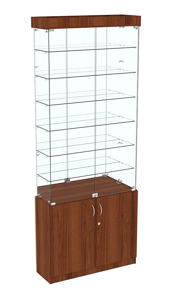 Высокая витрина ИСТРА №732 (задняя стенка - зеркало) Орех