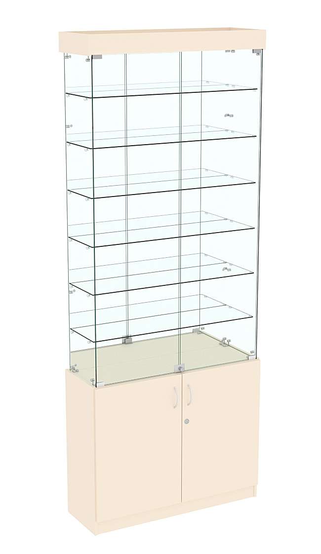 Высокая витрина ИСТРА №732 (задняя стенка - зеркало) Крем Вайс