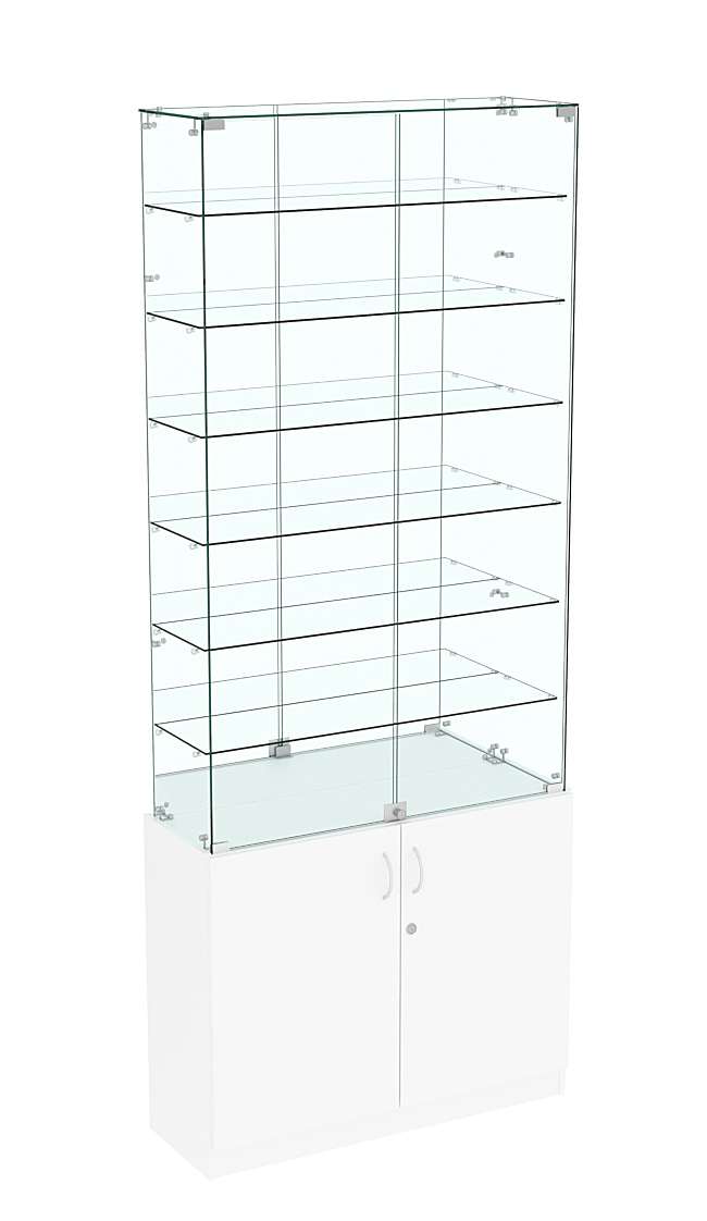Высокая витрина ИСТРА №734 (задняя стенка - зеркало) Белый