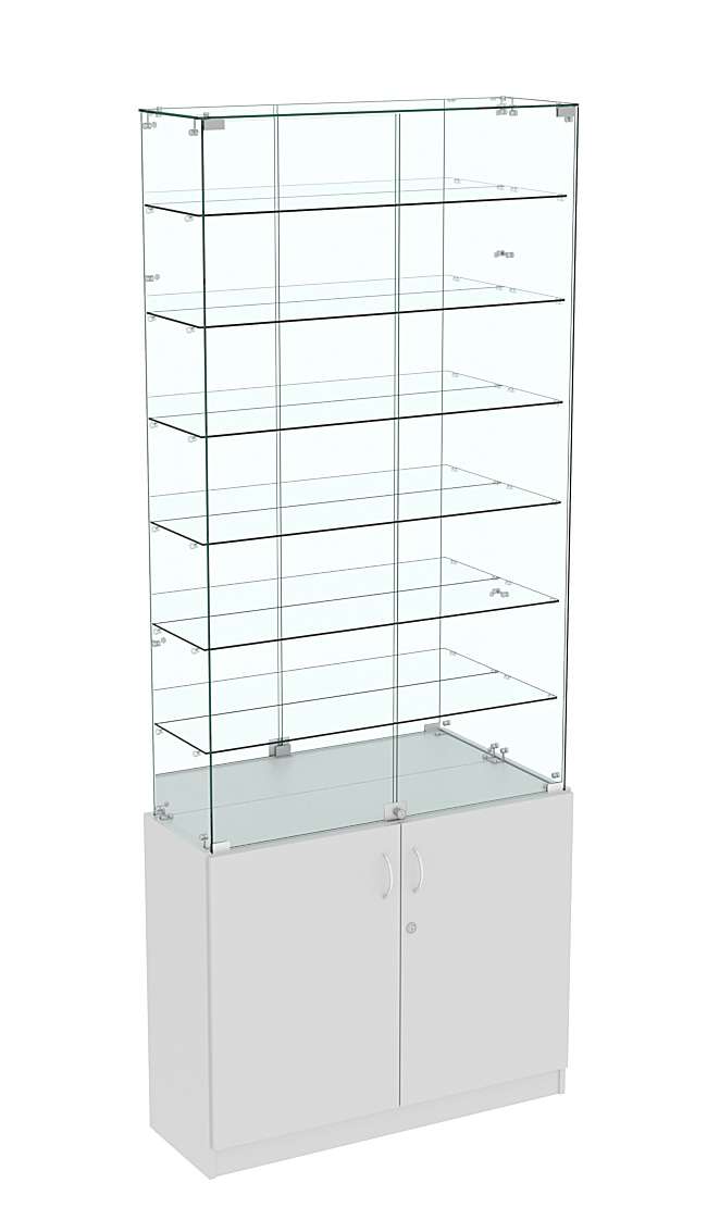 Высокая витрина ИСТРА №734 (задняя стенка - зеркало) Серый