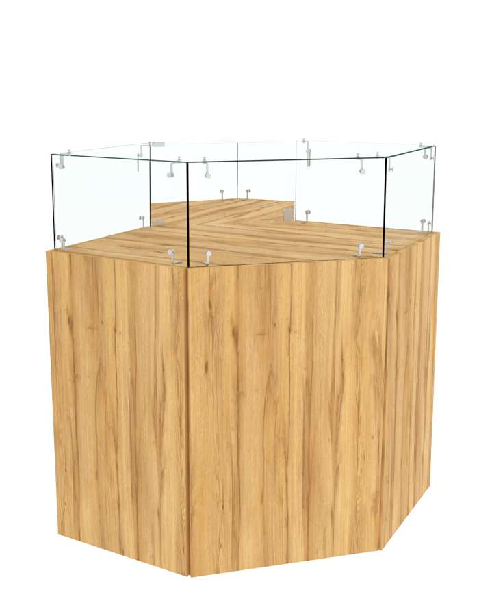 Прилавок с распашными дверками ОТРАЖЕНИЕ №16 угловой Дуб Золотистый