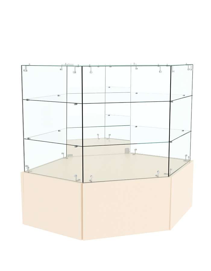 Прилавок угловой на подиуме ОТРАЖЕНИЕ №18  Крем Вайс