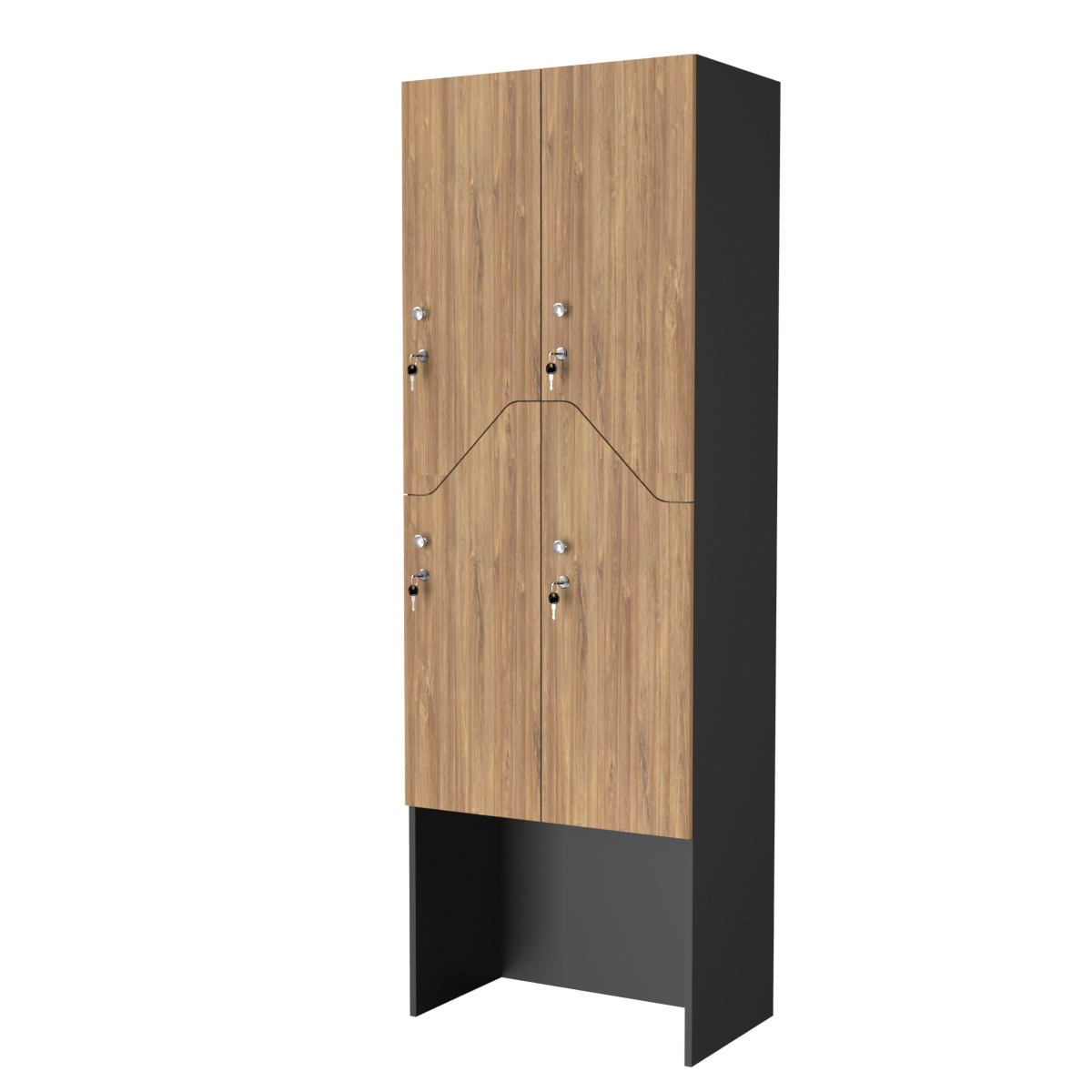 Шкаф для раздевалок СТАНДАРТ-Элегия №3-2Б Черный + Дуб Канзас Коричневый