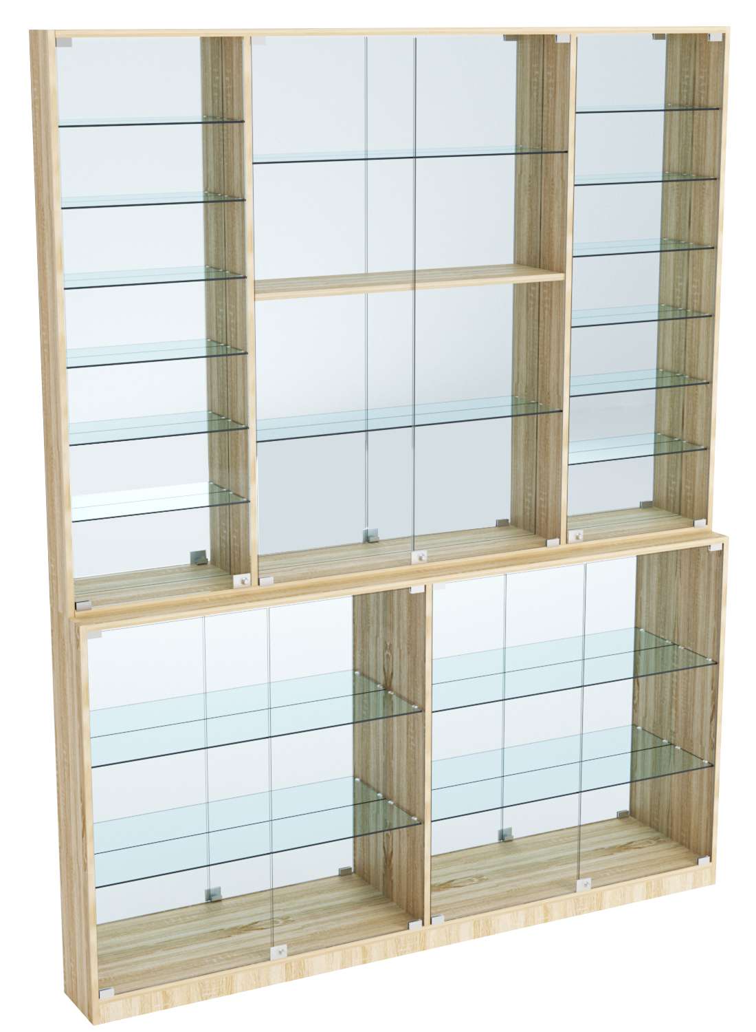 Витрина из ДСП Эконом №9-3 (задняя стенка Зеркало) Дуб сонома