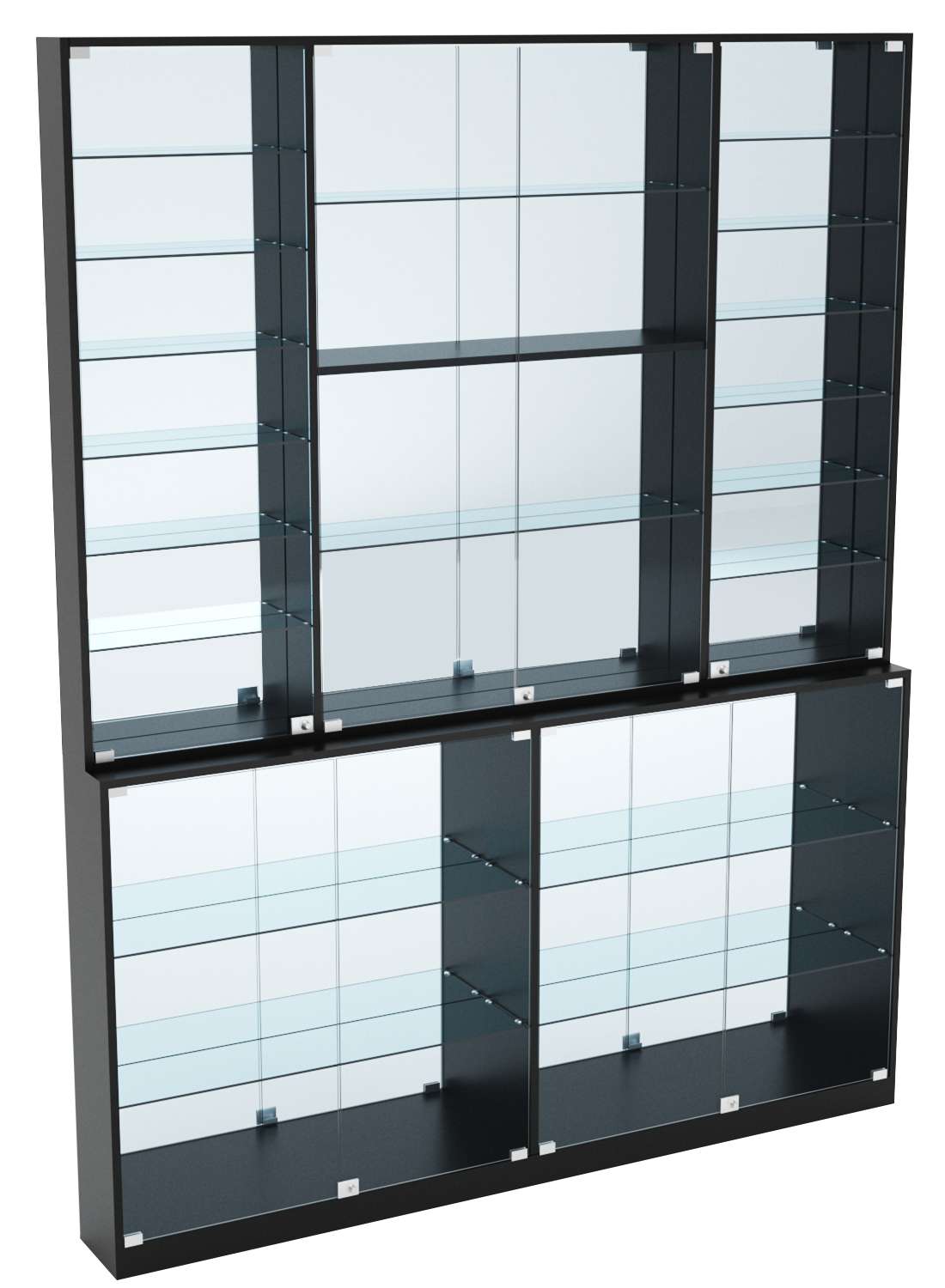 Витрина из ДСП Эконом №9-3 (задняя стенка Зеркало) Черный