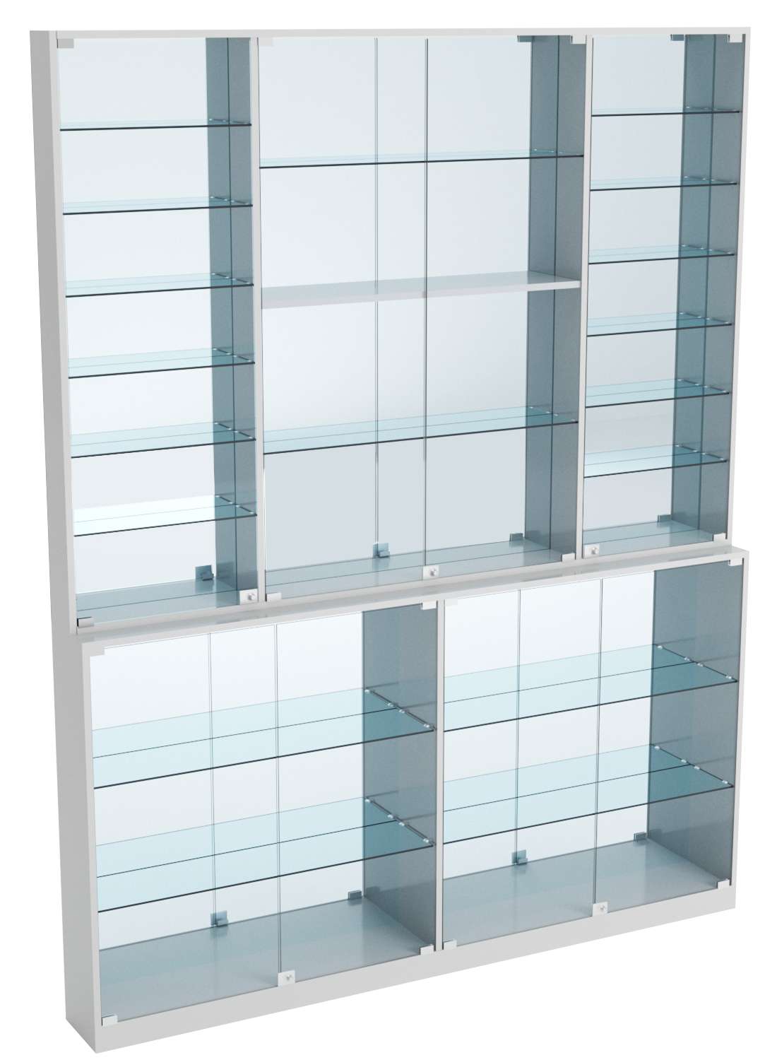 Витрина из ДСП Эконом №9-3 (задняя стенка Зеркало) Серый