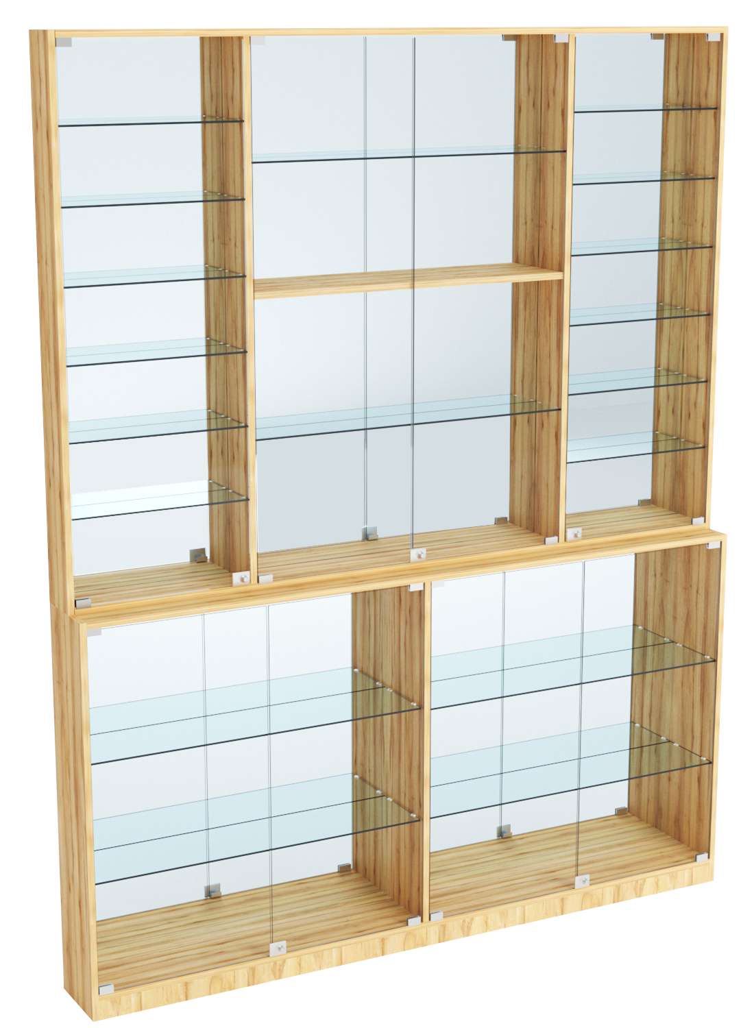 Витрина из ДСП Эконом №9-3 (задняя стенка Зеркало) Дуб Золотистый