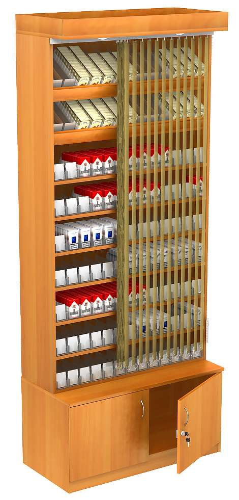 Стеллаж для сигарет с акриловыми диспенсерами T-25 Дуб Венге