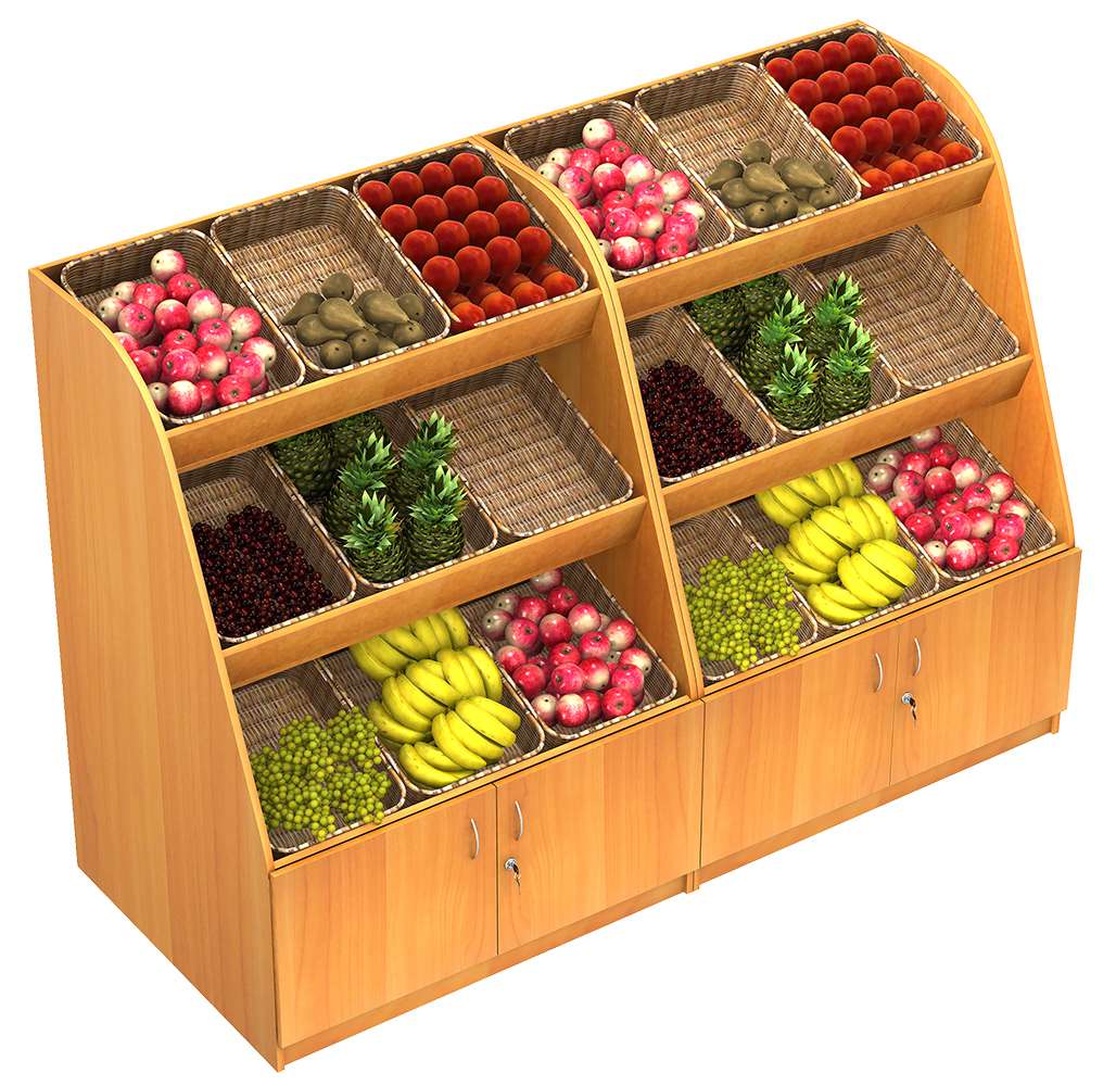 Пристенный торговый развал для овощей и фруктов №2 Крем Вайс