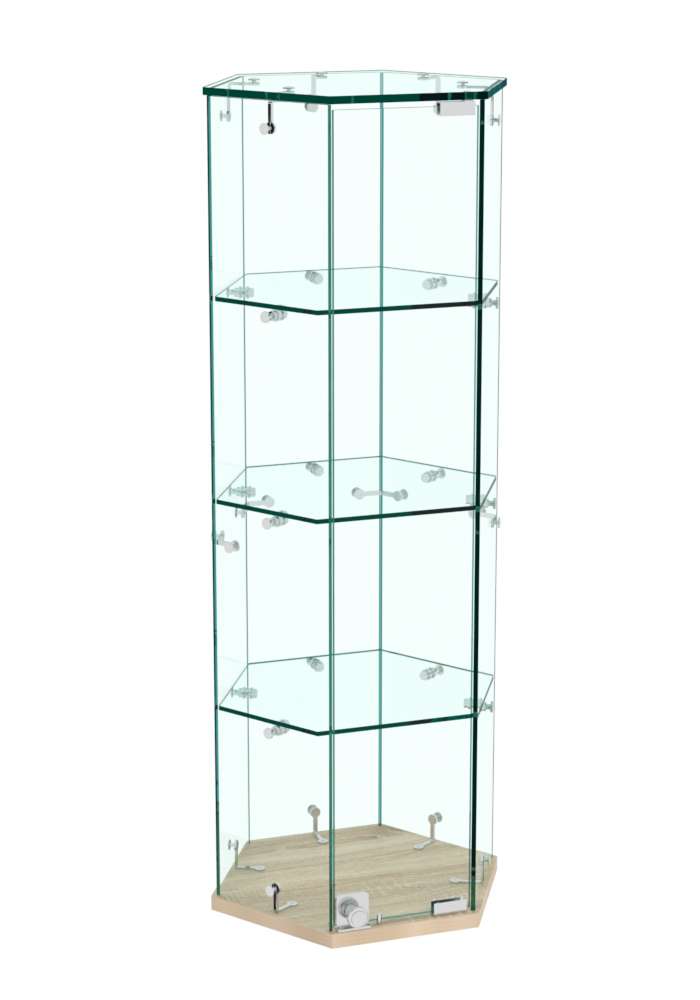 Витрина Истра настольная шестигранная №9  (прозрачная) Дуб сонома