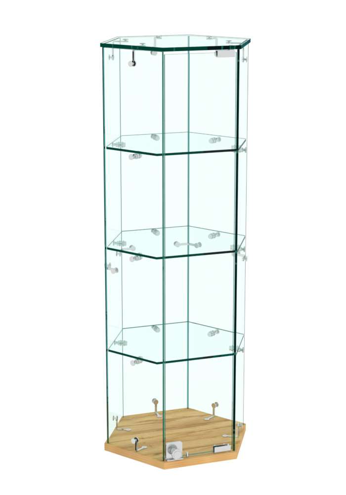 Витрина Истра настольная шестигранная №9  (прозрачная) Дуб Золотистый