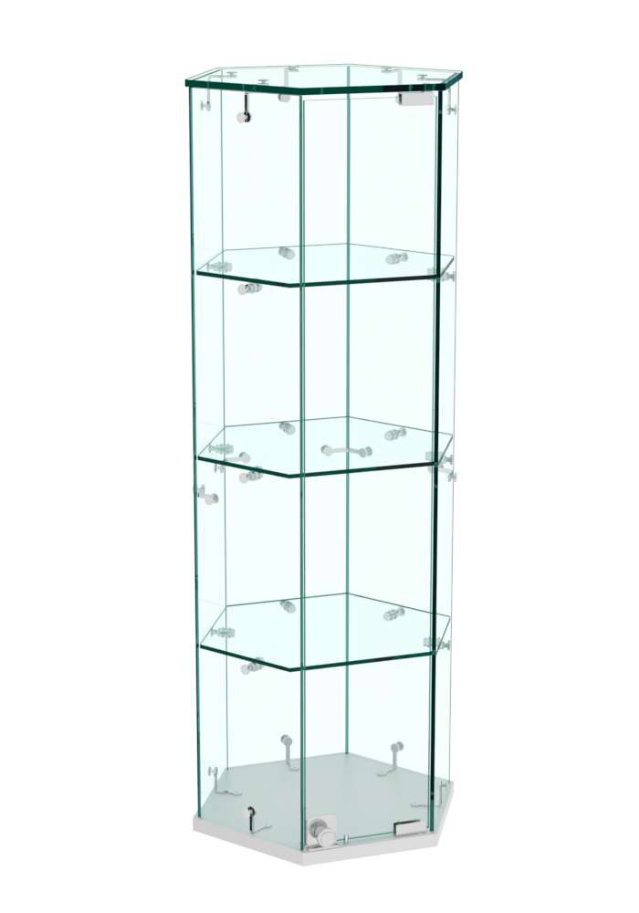Витрина Истра настольная шестигранная №9  (прозрачная) Серый