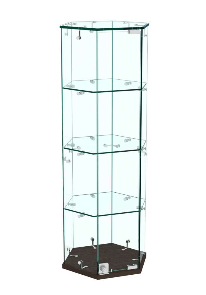 Витрина Истра настольная шестигранная №9  (прозрачная) Дуб Венге