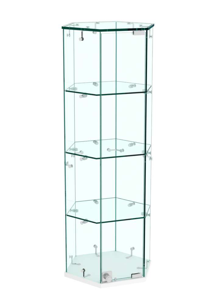 Витрина Истра настольная шестигранная №9  (прозрачная) Белый