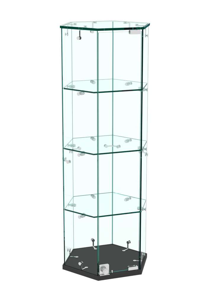 Витрина Истра настольная шестигранная №9  (прозрачная) Черный