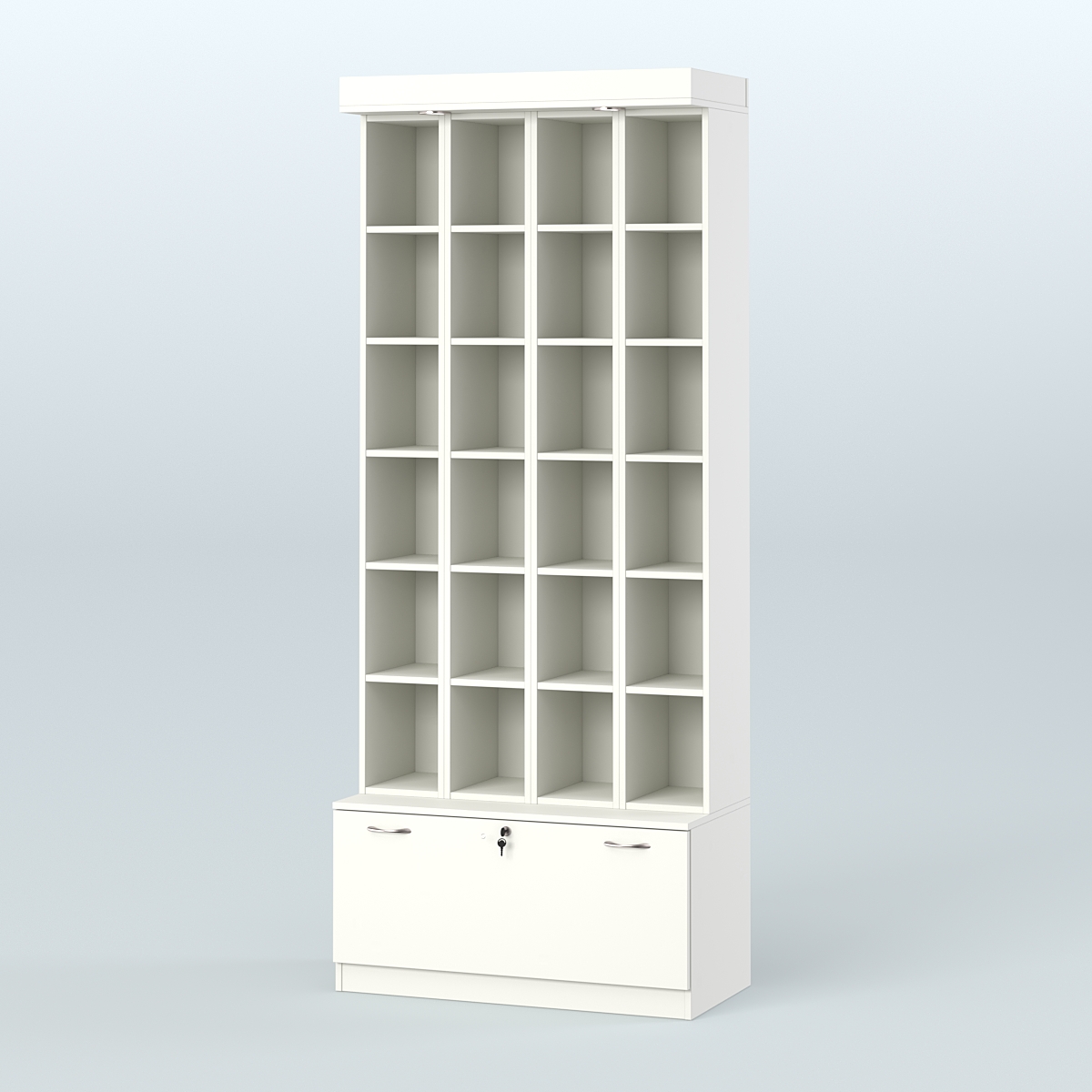 Витрина с ячейками для чая и кофе №1-1 (Т16) - задняя стенка ДВП Белый