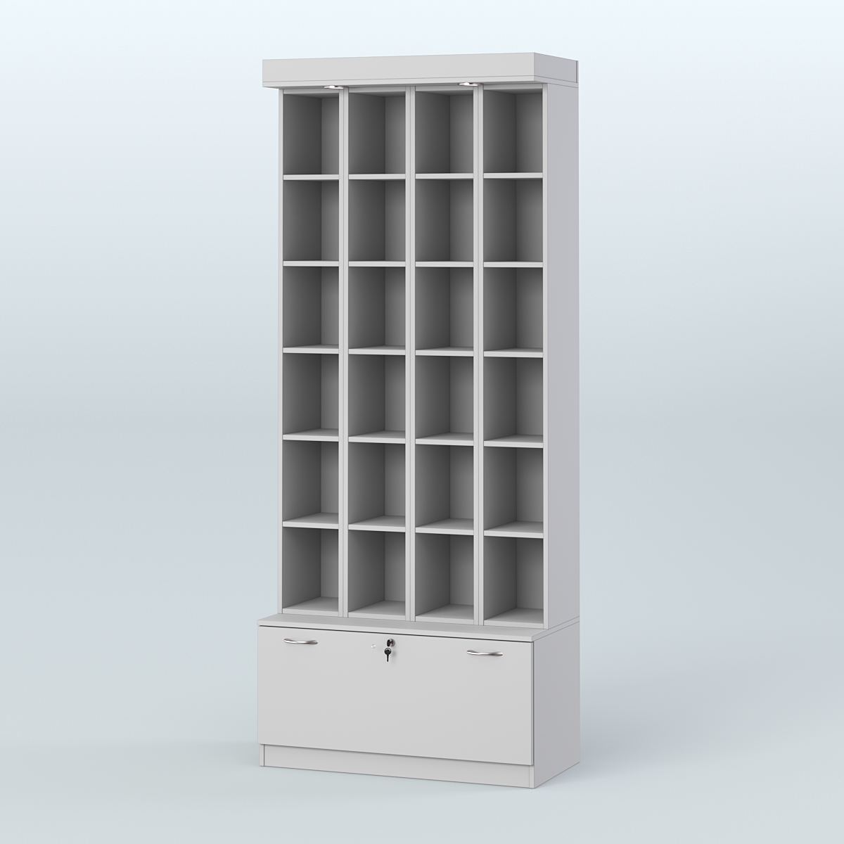 Витрина с ячейками для чая и кофе №1-1 (Т16) - задняя стенка ДВП Серый