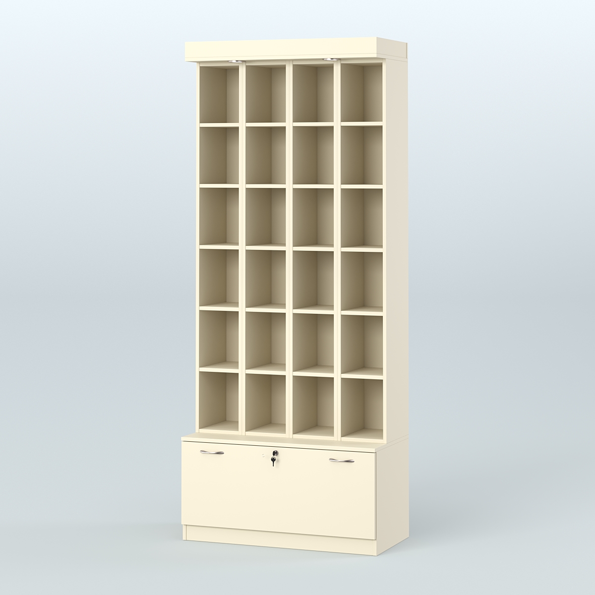 Витрина с ячейками для чая и кофе №1-1 (Т16) - задняя стенка ДВП Крем Вайс