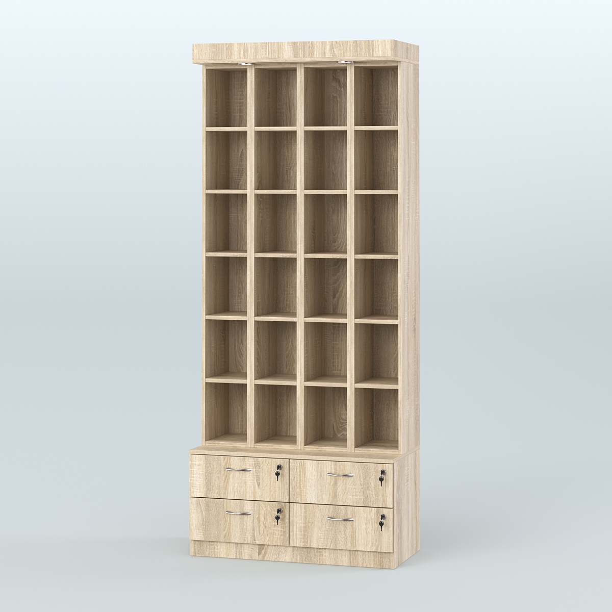 Витрина с накопителем для чая и кофе №2-1 (Т19) задняя стенка ДВП Дуб сонома