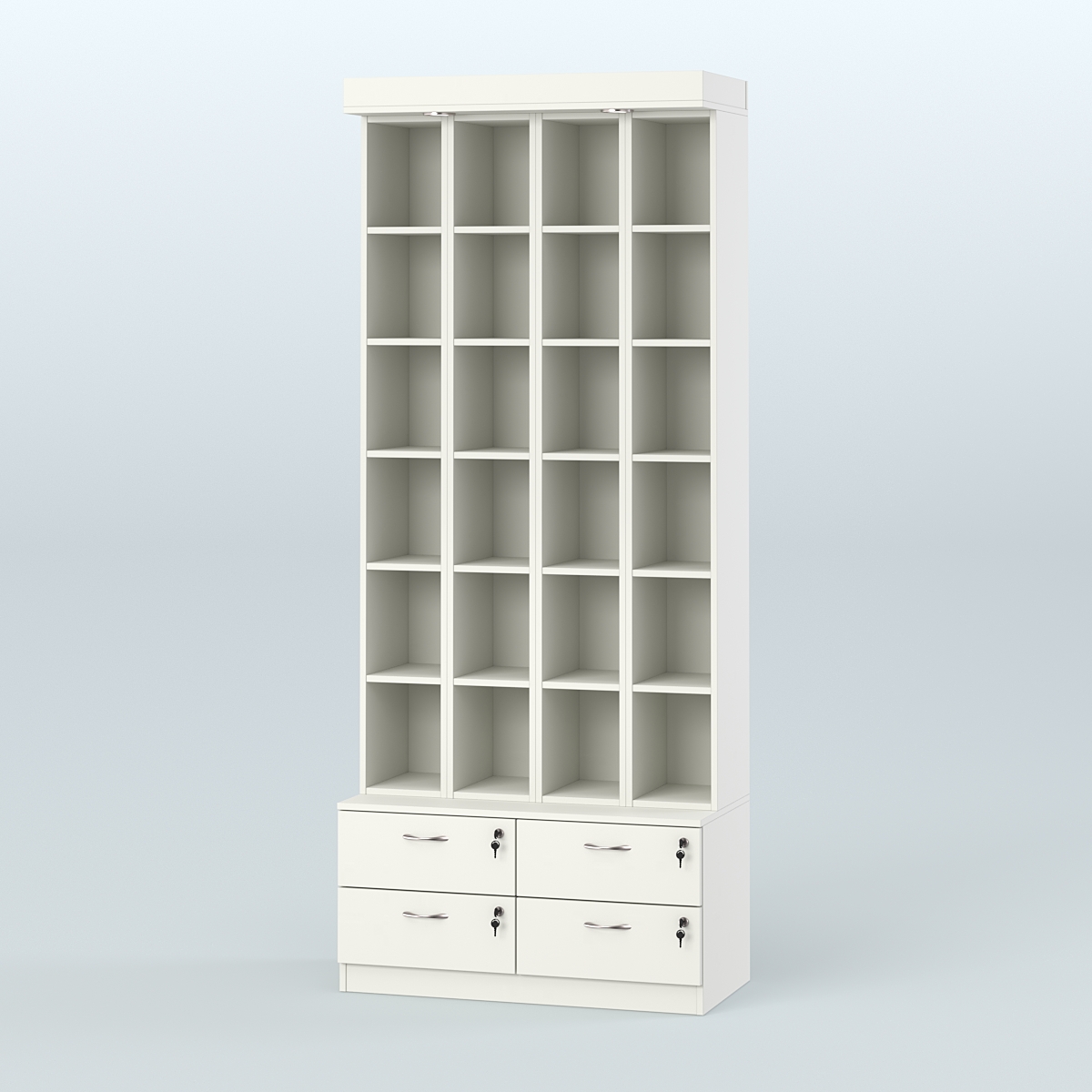 Витрина с накопителем для чая и кофе №2-1 (Т19) задняя стенка ДВП Белый