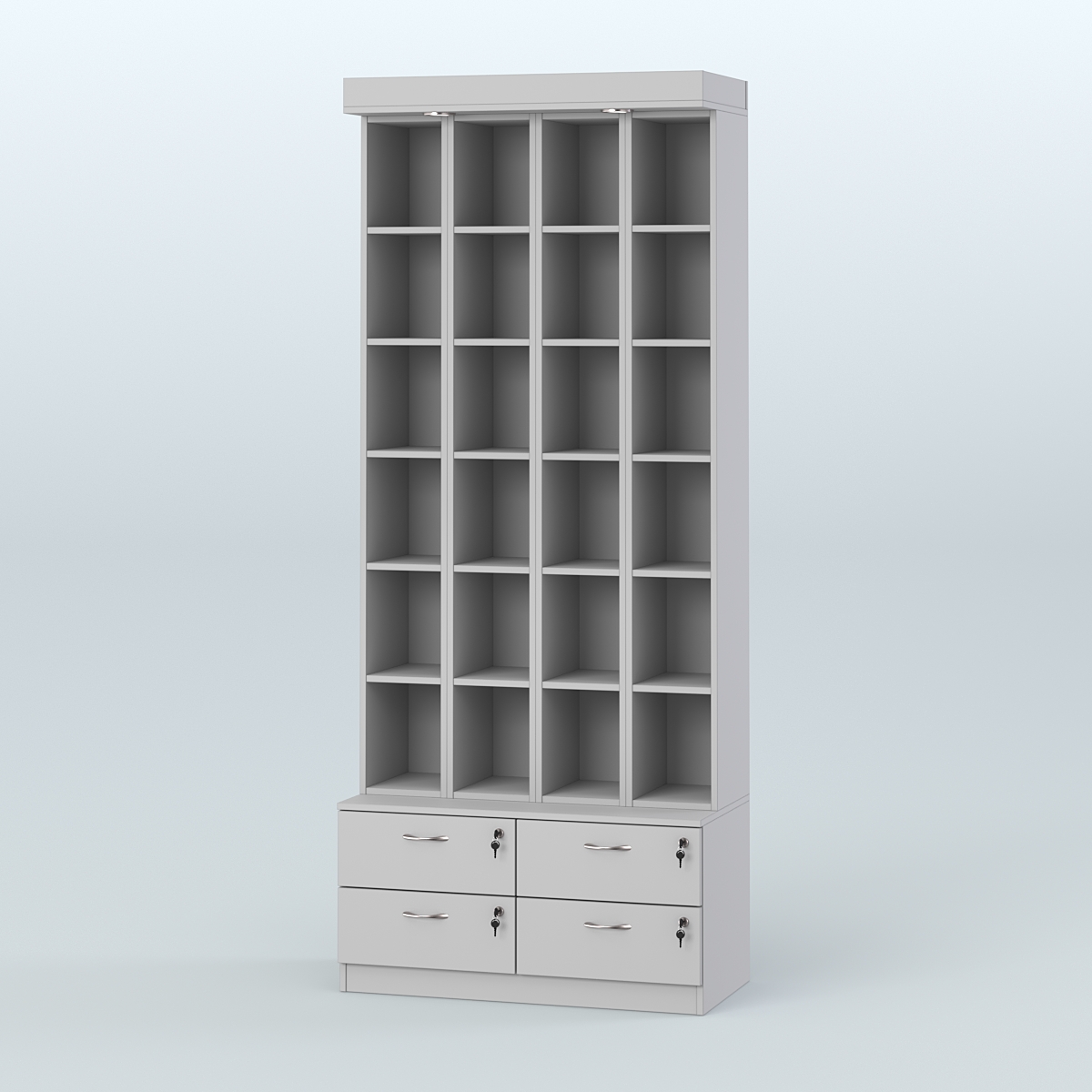 Витрина с накопителем для чая и кофе №2-1 (Т19) задняя стенка ДВП Серый