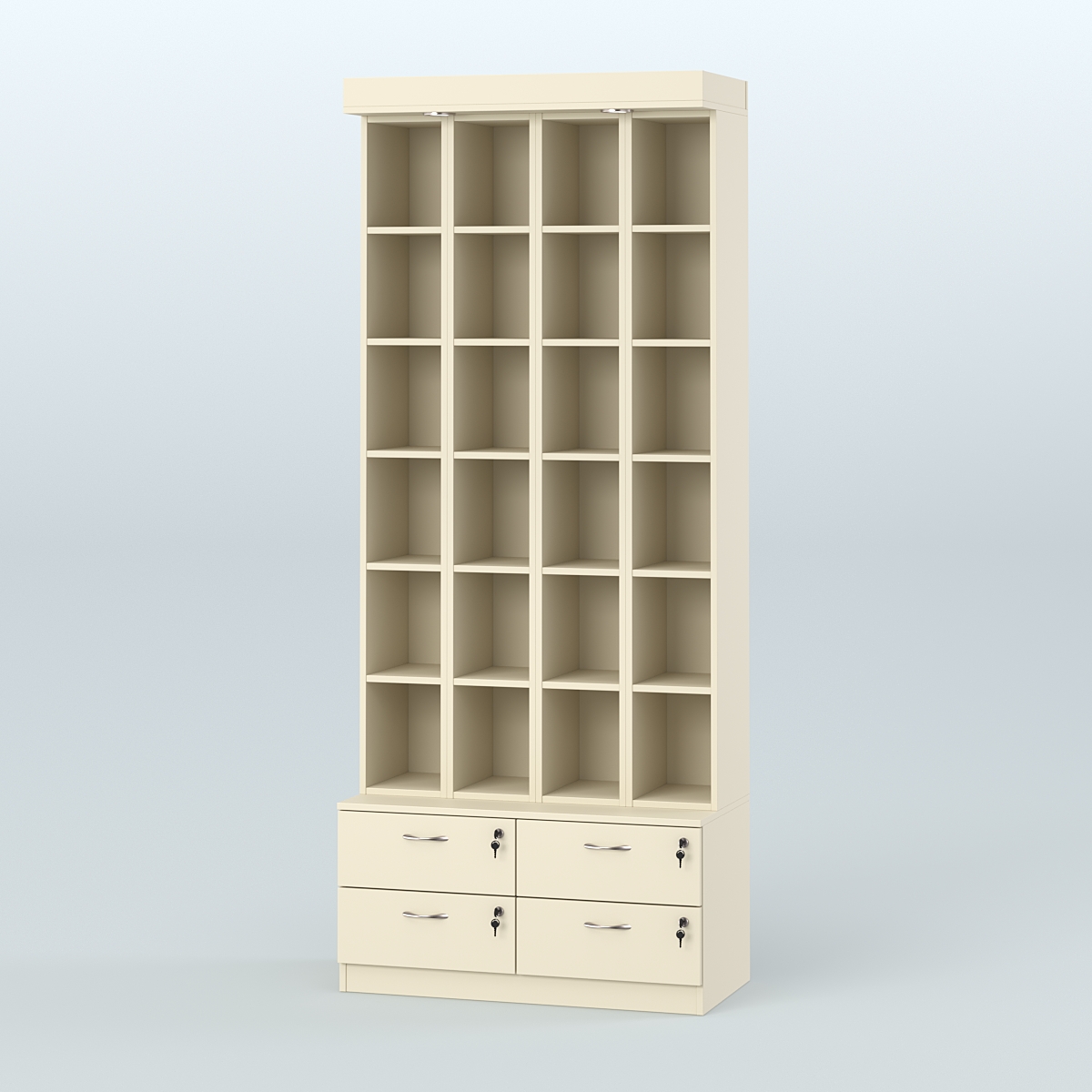 Витрина с накопителем для чая и кофе №2-1 (Т19) задняя стенка ДВП Крем Вайс