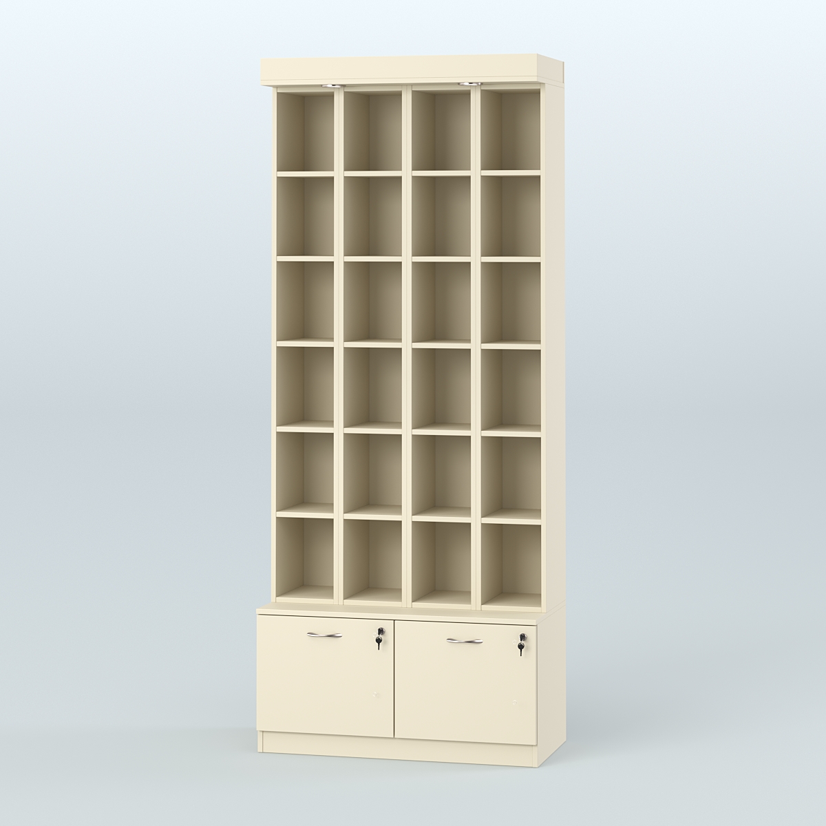 Витрина с двумя выдвижными ящиками для чая и кофе №3-1 (Т20) задняя стенка ДВП Крем Вайс