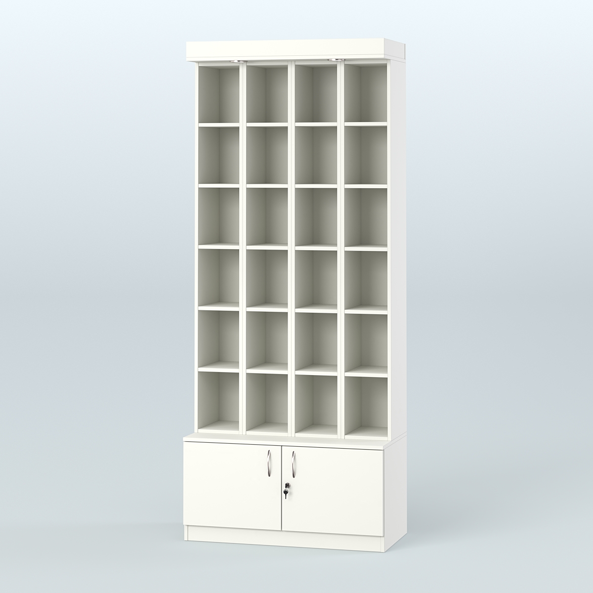 Витрина с открываю- щимися дверками для чая и кофе №4-1 (Т25) задняя стенка ДВП Белый