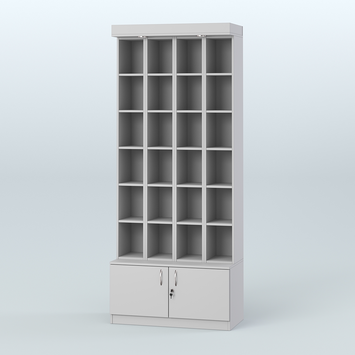 Витрина с открываю- щимися дверками для чая и кофе №4-1 (Т25) задняя стенка ДВП Серый