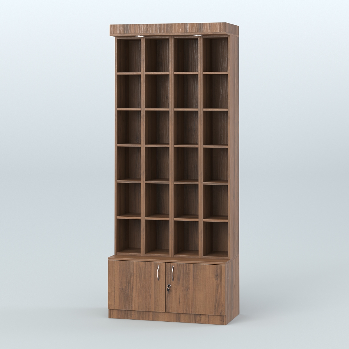 Витрина с открываю- щимися дверками для чая и кофе №4-1 (Т25) задняя стенка ДВП Орех