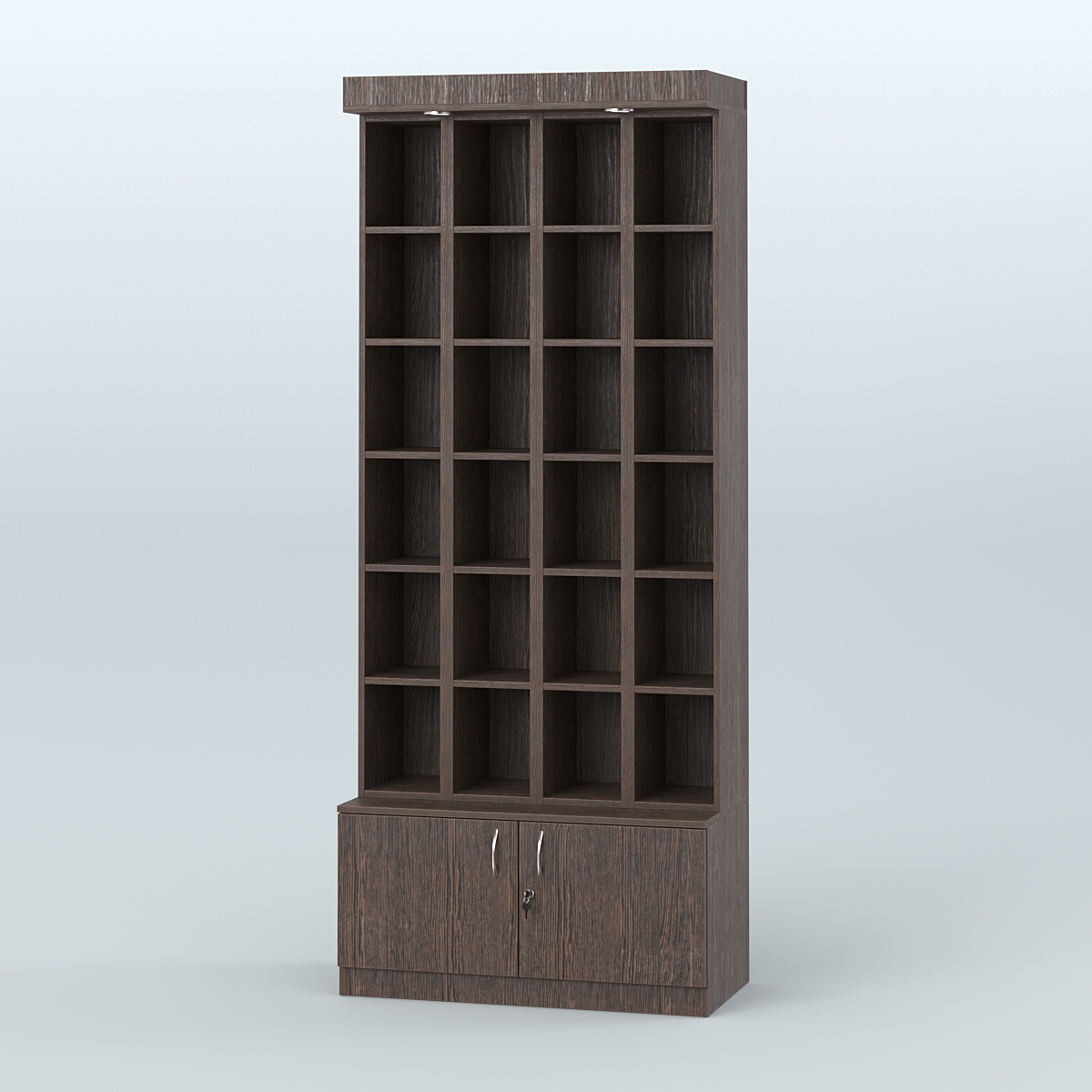 Витрина с открываю- щимися дверками для чая и кофе №4-1 (Т25) задняя стенка ДВП Дуб Венге