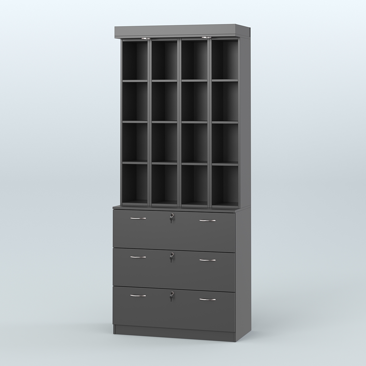 Витрина с тремя выдвижными ящиками для чая и кофе №5-1 (Т18) задняя стенка ДВП Черный