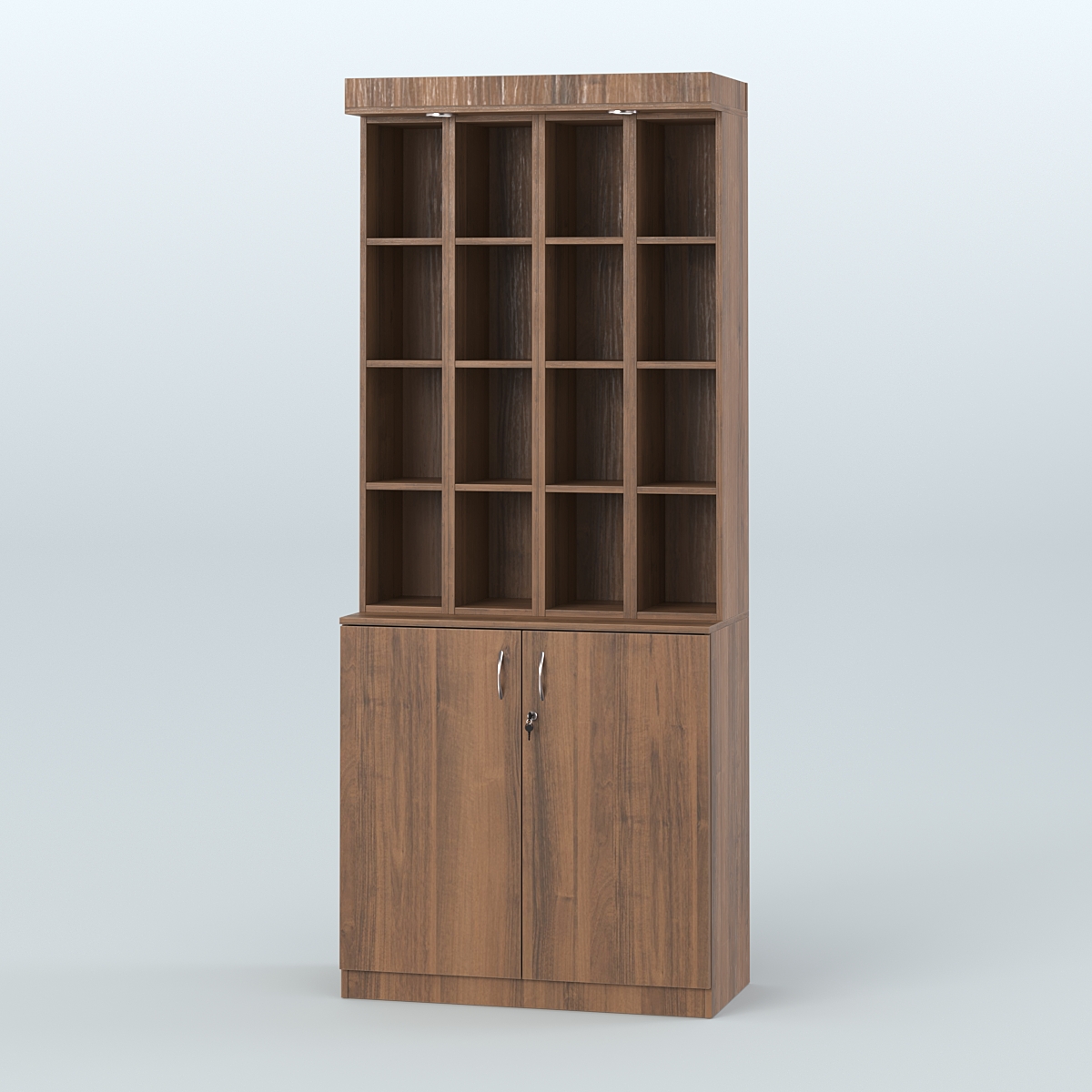 Витрина с узкими ячейками для чая и кофе №6-1 (Т27) задняя стенка ДВП Орех