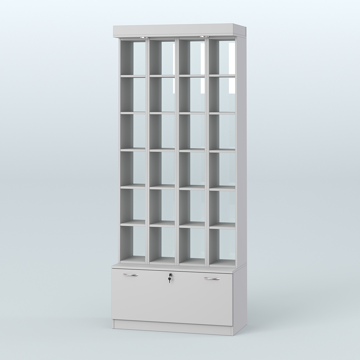 Витрина с каркасом из ДСП для чая и кофе №1-2 (Т16) - задняя стенка Стекло Серый