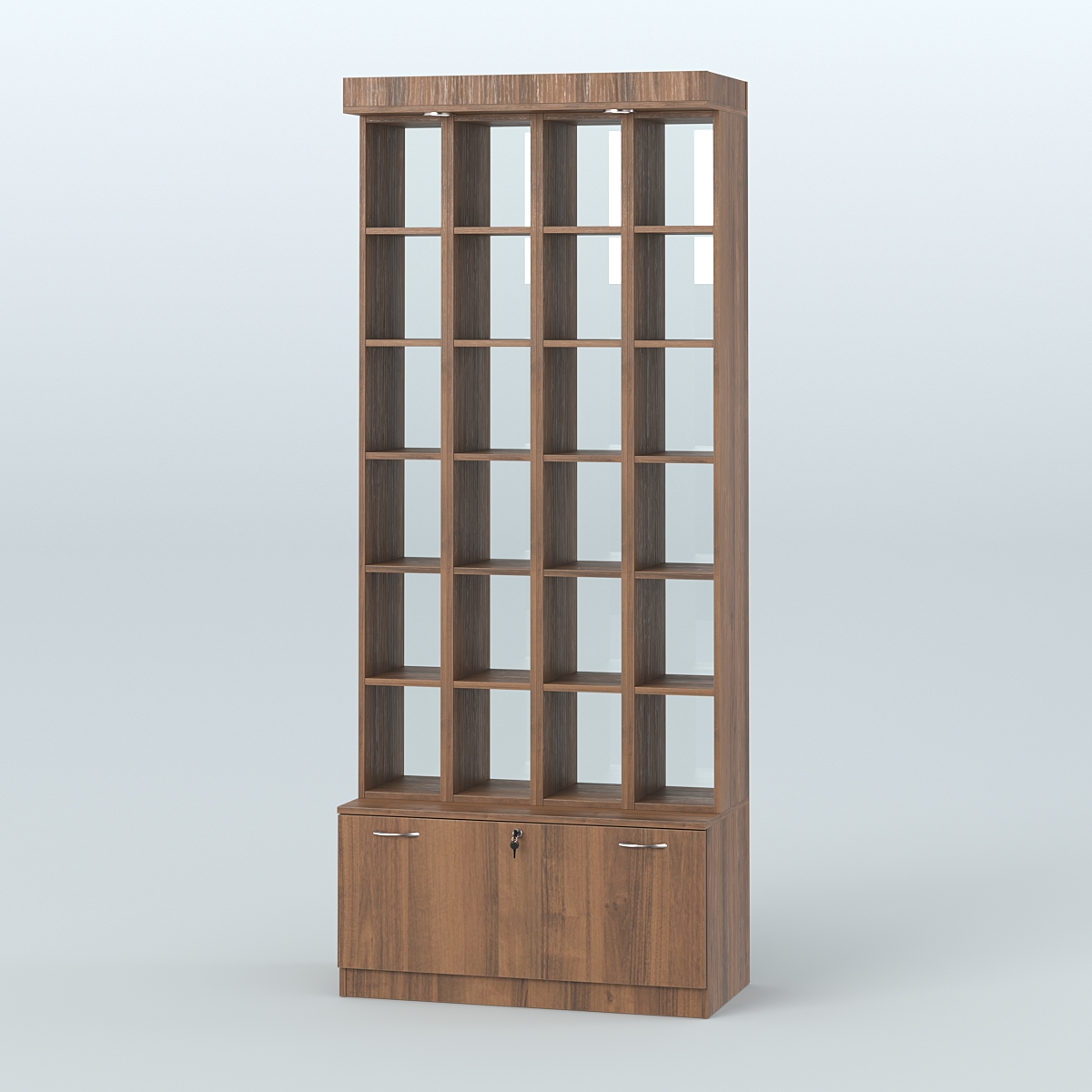 Витрина с каркасом из ДСП для чая и кофе №1-2 (Т16) - задняя стенка Стекло Орех