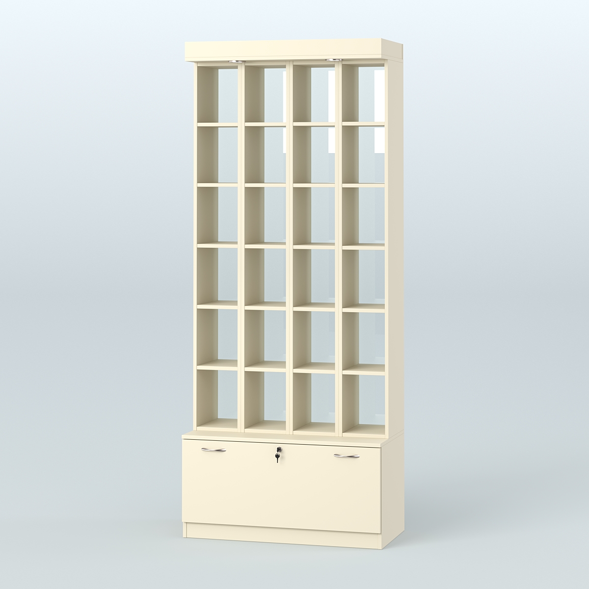 Витрина с каркасом из ДСП для чая и кофе №1-2 (Т16) - задняя стенка Стекло Крем Вайс