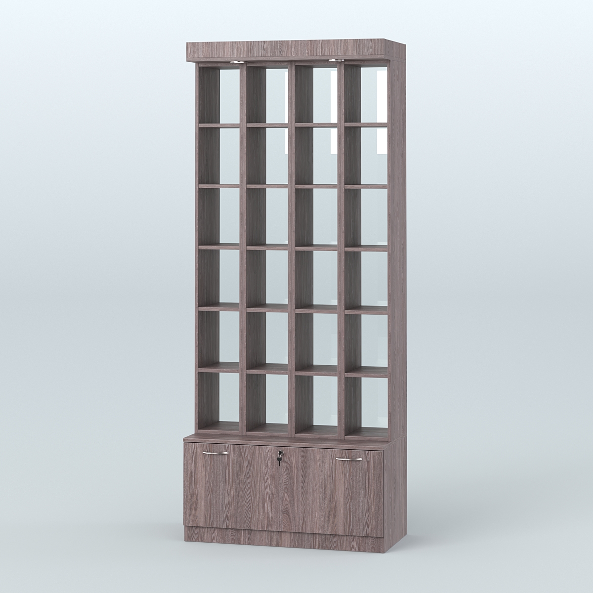 Витрина с каркасом из ДСП для чая и кофе №1-2 (Т16) - задняя стенка Стекло Ясень Анкор темный