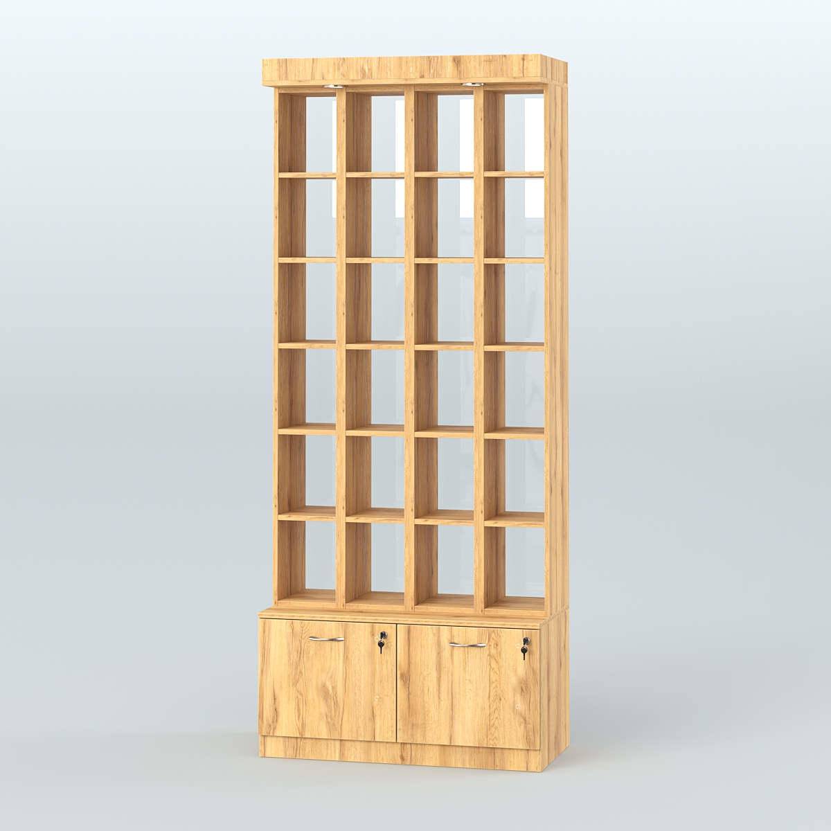 Витрина с верхней подсветкой для чая и кофе №3-2 (Т20) задняя стенка Стекло Дуб Золотистый