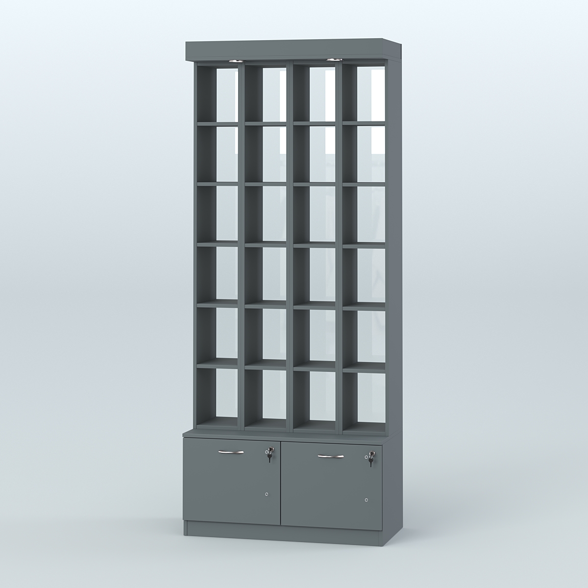 Витрина с верхней подсветкой для чая и кофе №3-2 (Т20) задняя стенка Стекло Темно-Серый