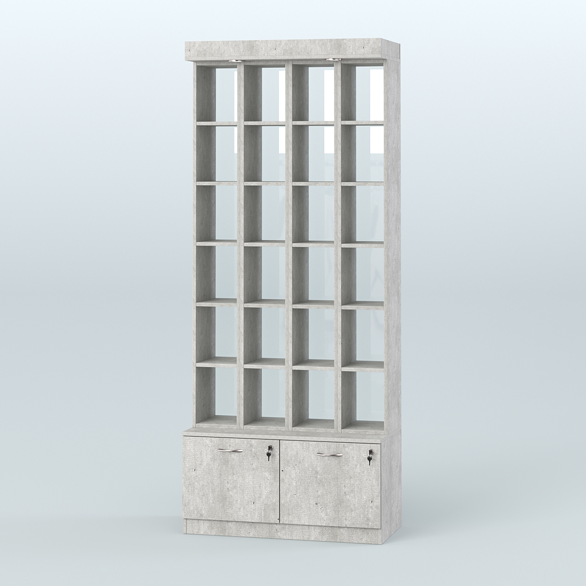 Витрина с верхней подсветкой для чая и кофе №3-2 (Т20) задняя стенка Стекло Метрополитан Грей