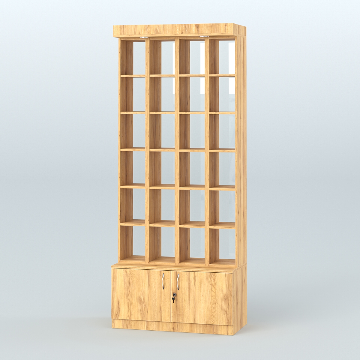 Витрина с подиумом-накопителем для чая и кофе №4-2 (Т25) задняя стенка Стекло Дуб Золотистый