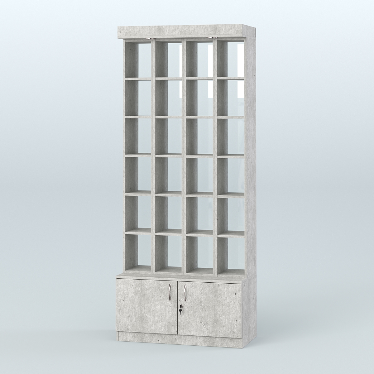 Витрина с подиумом-накопителем для чая и кофе №4-2 (Т25) задняя стенка Стекло Метрополитан Грей