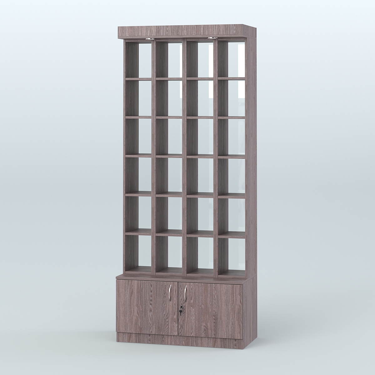 Витрина с подиумом-накопителем для чая и кофе №4-2 (Т25) задняя стенка Стекло Ясень Анкор темный