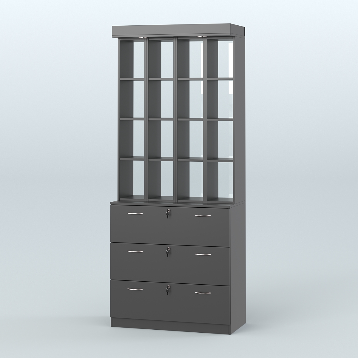 Витрина с накопителями на замке для чая и кофе №5-2 (Т18) задняя стенка Стекло Черный