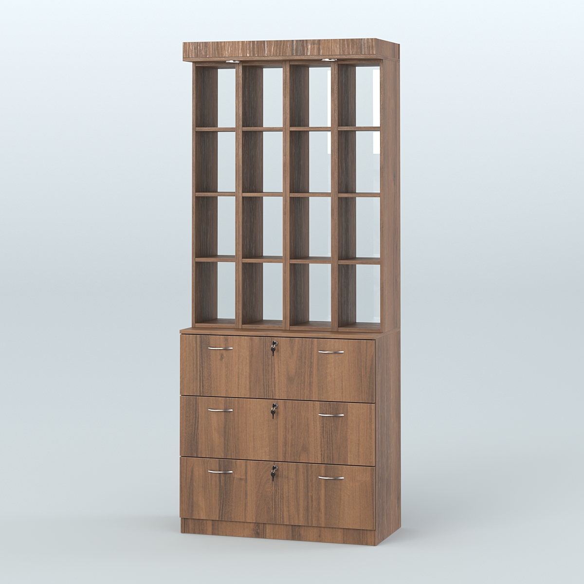 Витрина с накопителями на замке для чая и кофе №5-2 (Т18) задняя стенка Стекло Орех