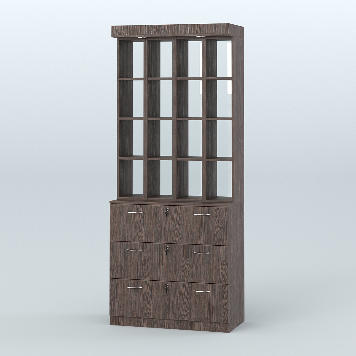 Витрина с накопителями на замке для чая и кофе №5-2 (Т18) задняя стенка Стекло Дуб Венге