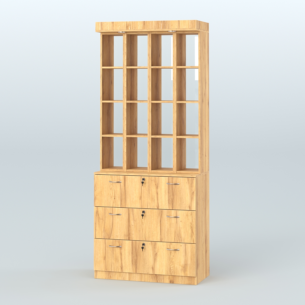 Витрина с накопителями на замке для чая и кофе №5-2 (Т18) задняя стенка Стекло Дуб Золотистый