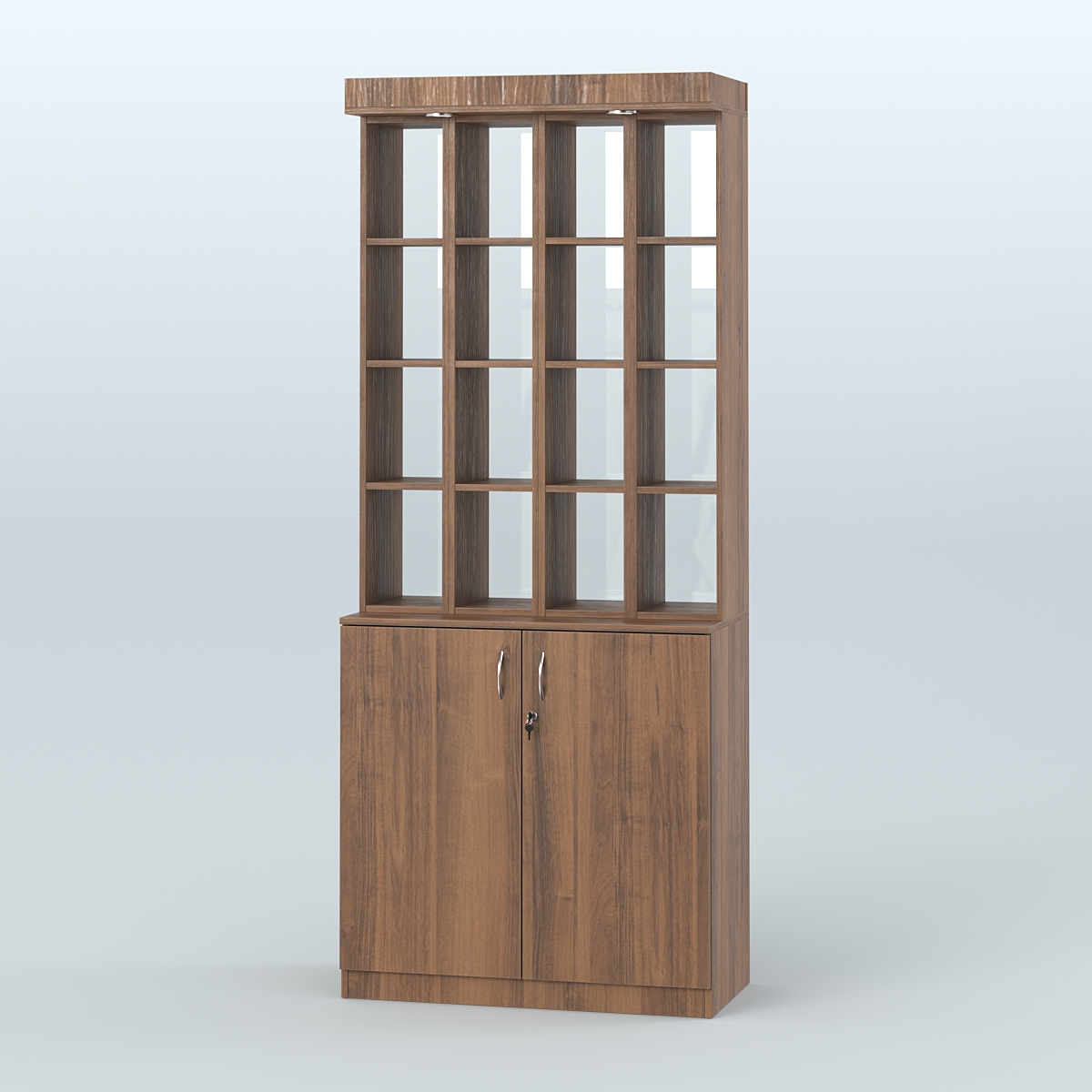 Витрина открытая для чая и кофе №6-2 (Т27) задняя стенка Стекло Орех