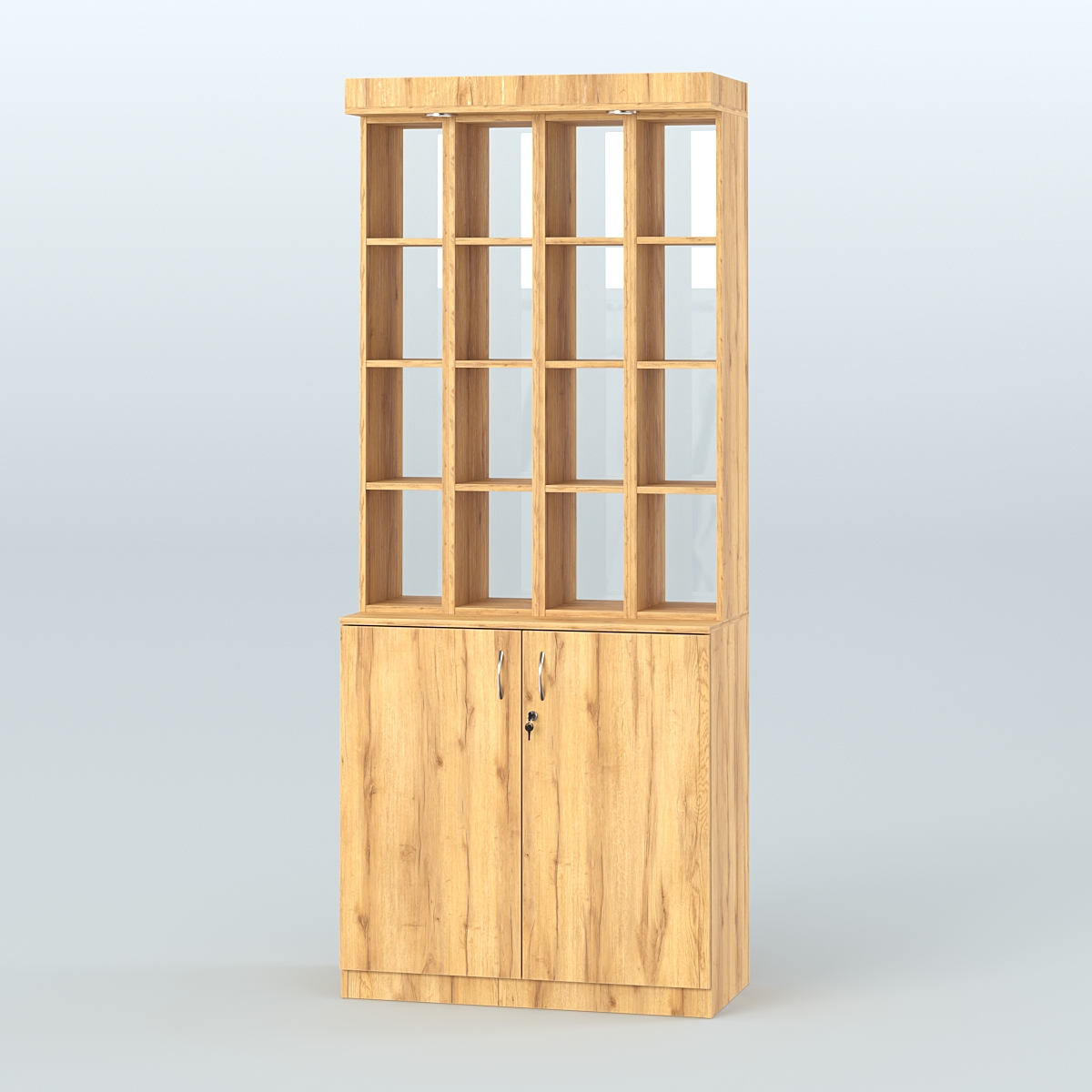 Витрина открытая для чая и кофе №6-2 (Т27) задняя стенка Стекло Дуб Золотистый