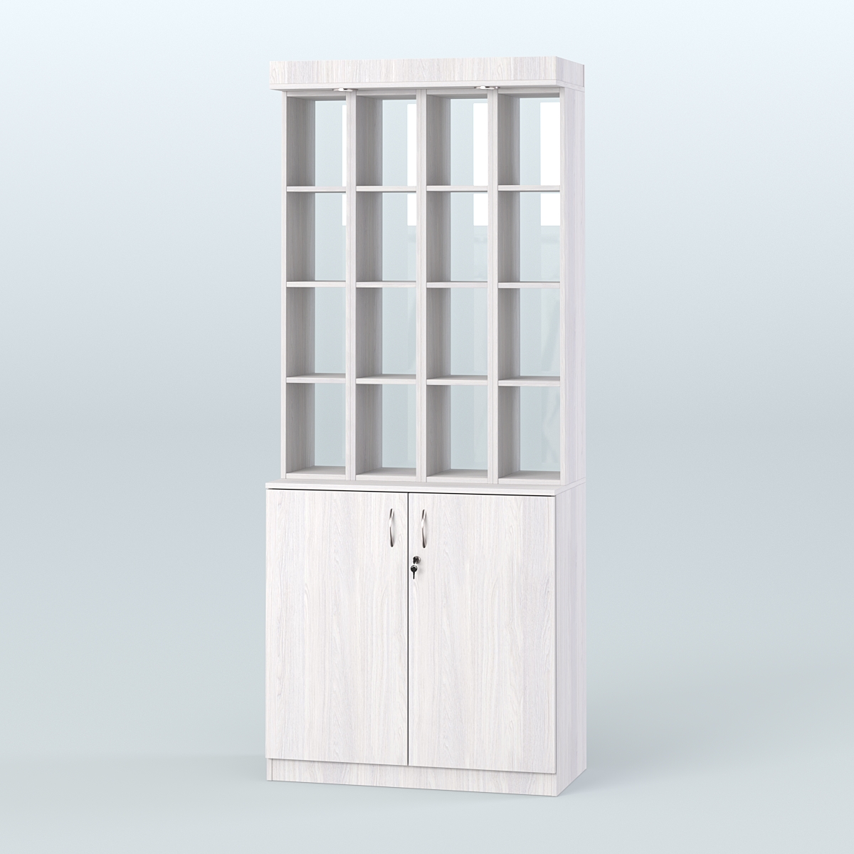 Витрина открытая для чая и кофе №6-2 (Т27) задняя стенка Стекло Ясень Анкор светлый